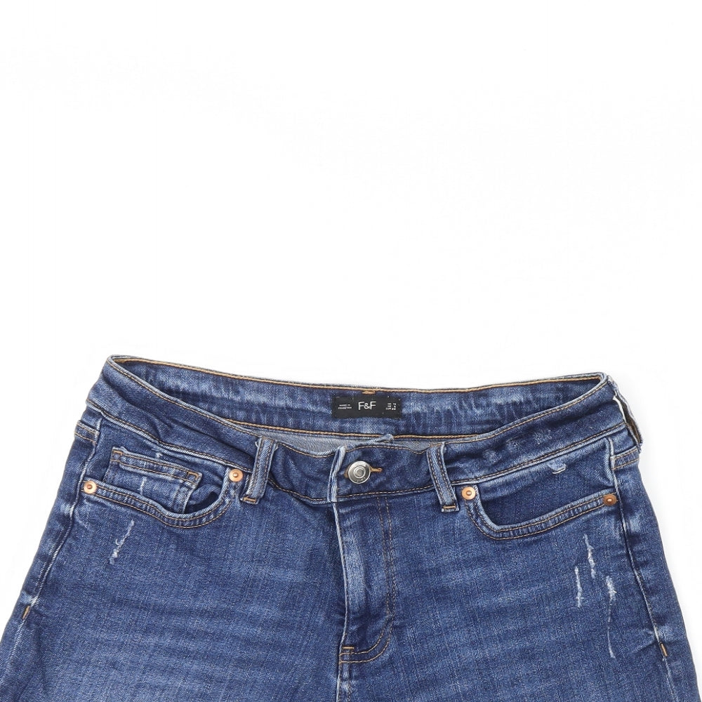 F&F Womens Blue  Denim Hot Pants Shorts Size 10
