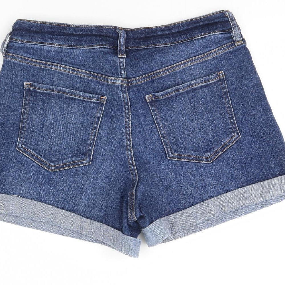 F&F Womens Blue  Denim Hot Pants Shorts Size 10