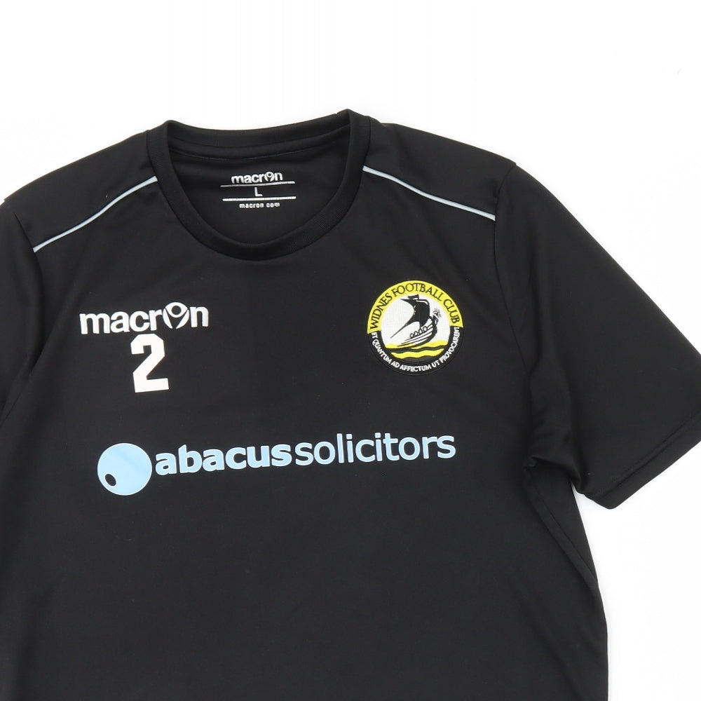 Macron Mens Black   Basic T-Shirt Size L  - Widnes FC