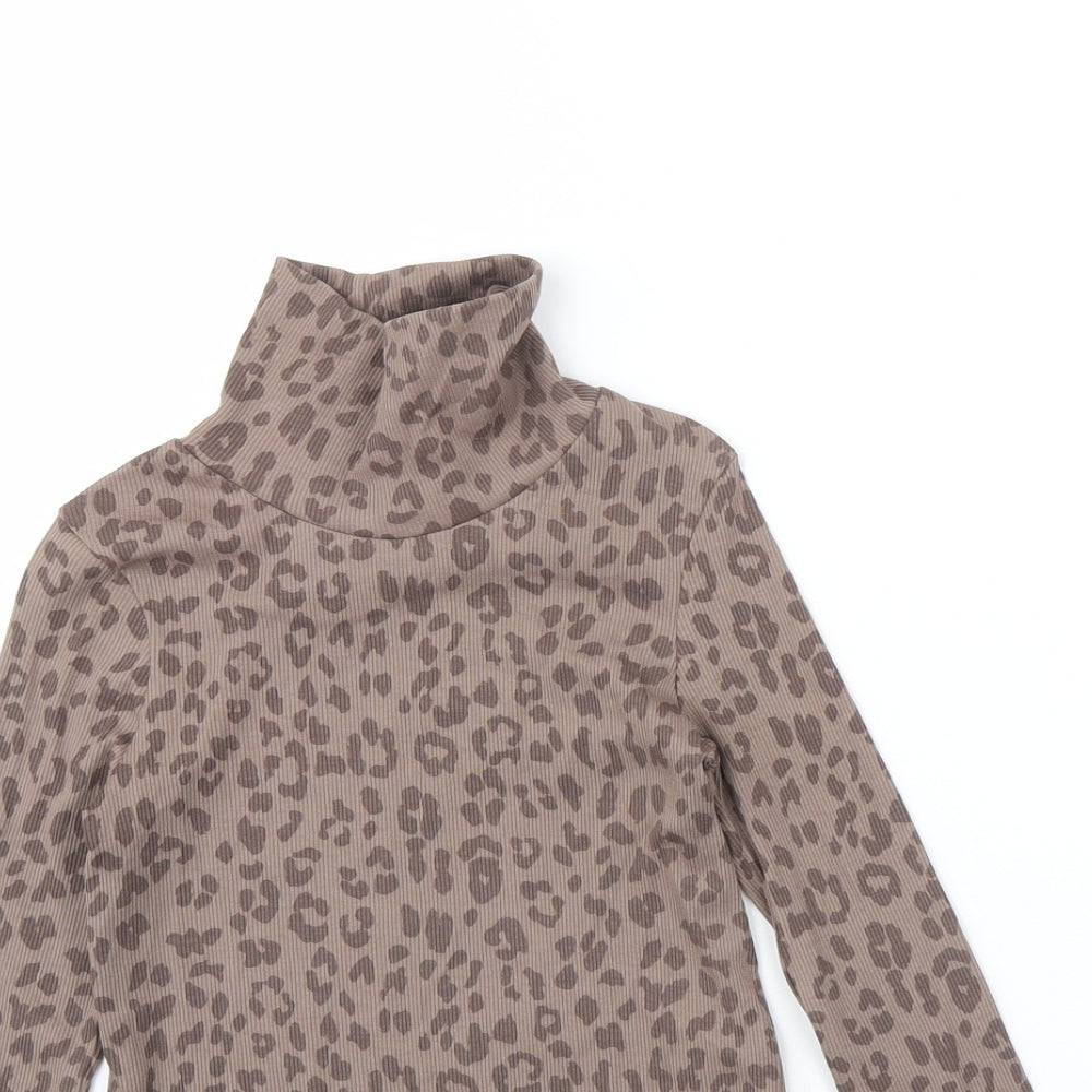 George Girls Brown Animal Print  Basic Blouse Size 4 Years
