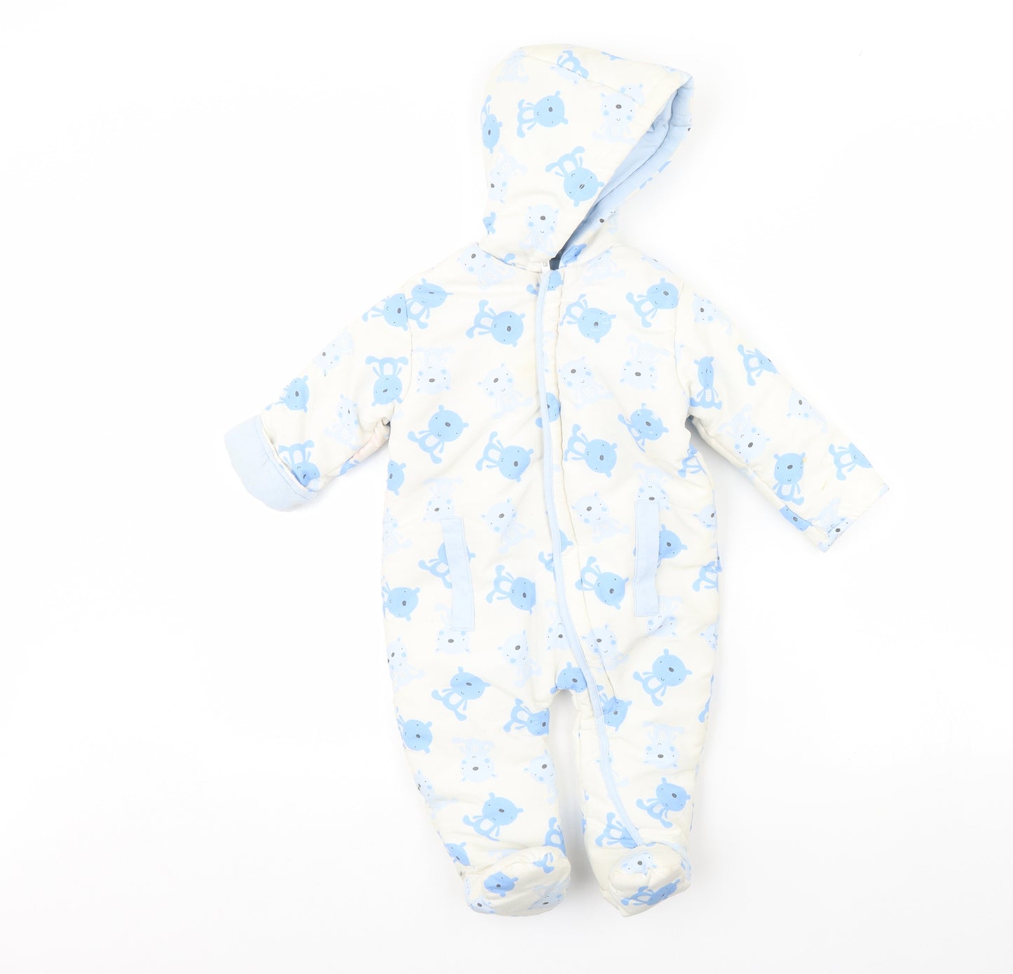 Preworn Baby White Animal Print  Babygrow One-Piece Size 6-9 Months