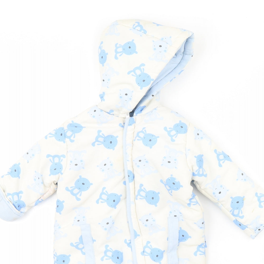 Preworn Baby White Animal Print  Babygrow One-Piece Size 6-9 Months