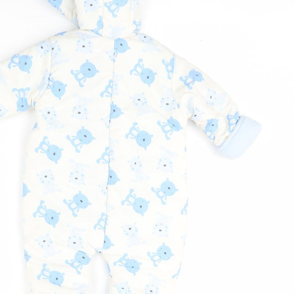 Preworn Baby White Animal Print  Babygrow One-Piece Size 6-9 Months