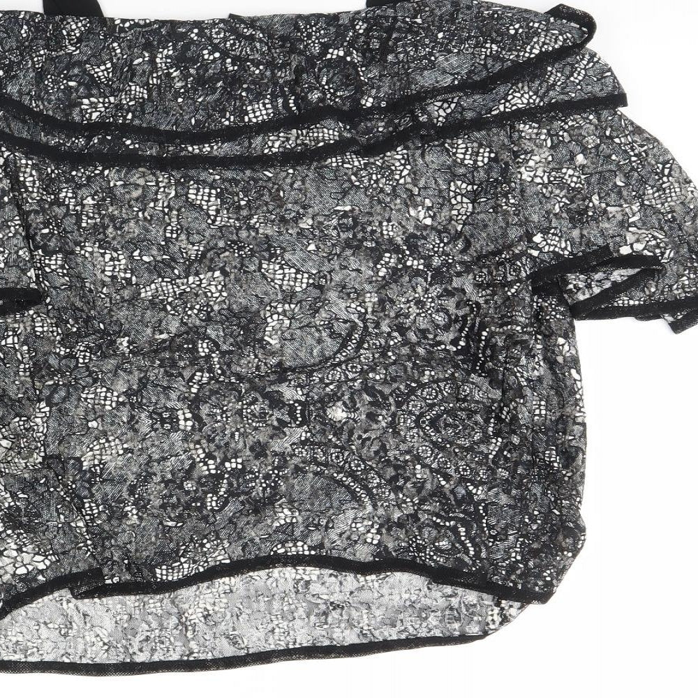 NEXT Womens Black Floral  Basic Blouse Size 12