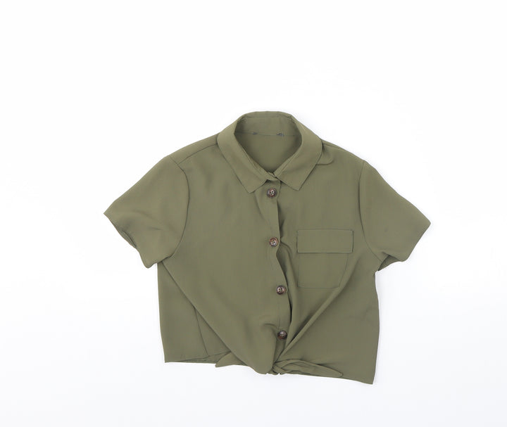 Primark Girls Green Basic Button-Up Size 9 Years