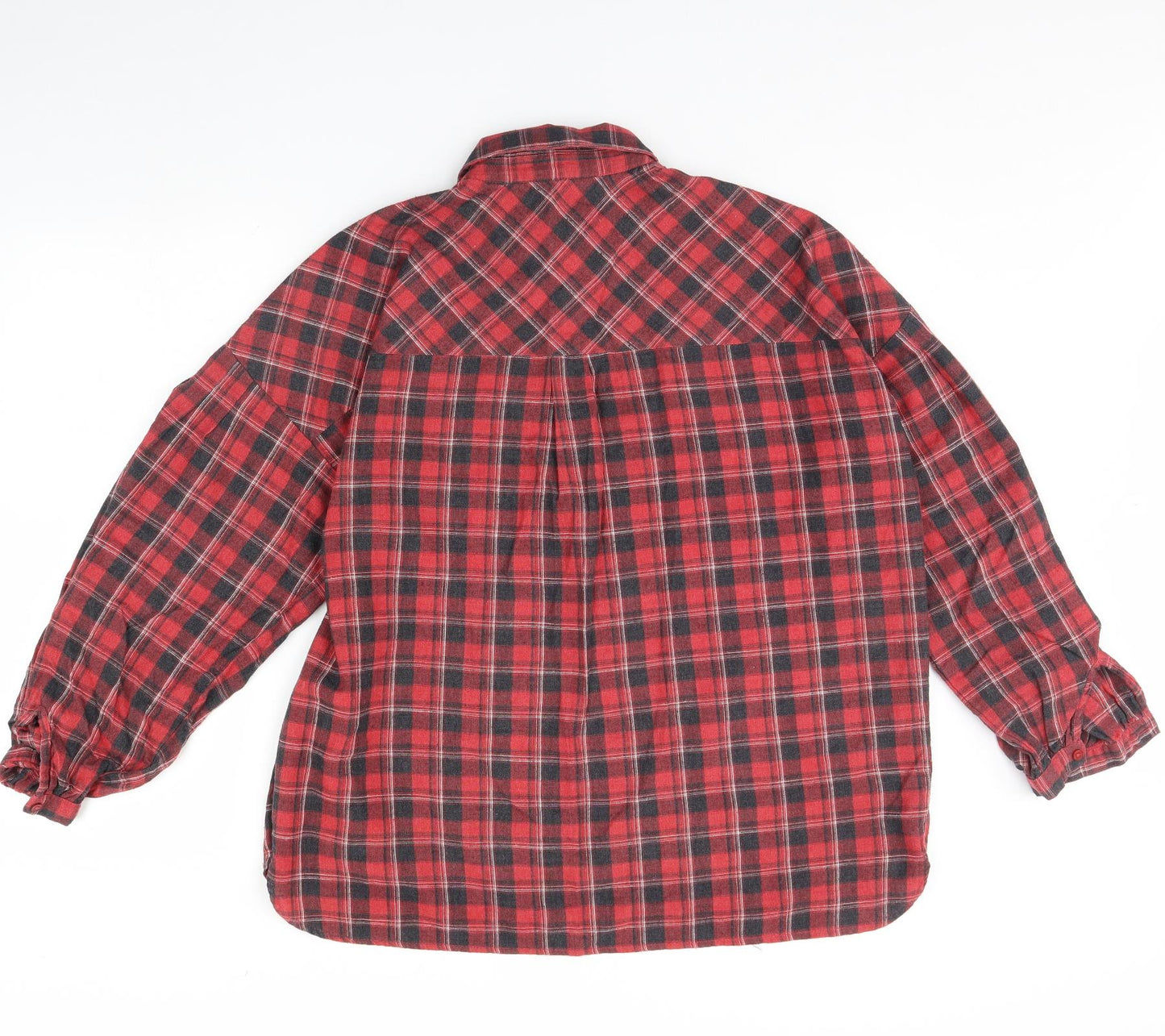 New Look Womens Red Check  Basic Button-Up Size 12