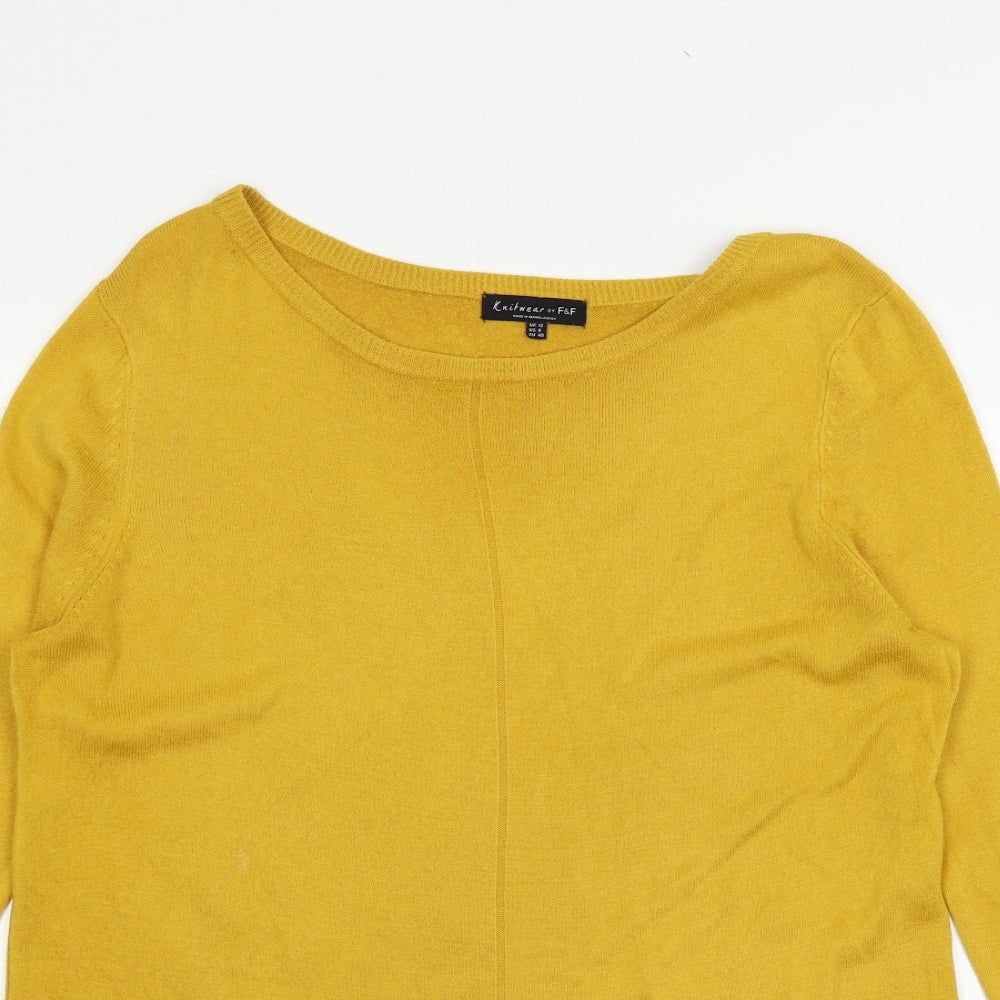 F&F Womens Yellow  Knit Pullover Jumper Size 12