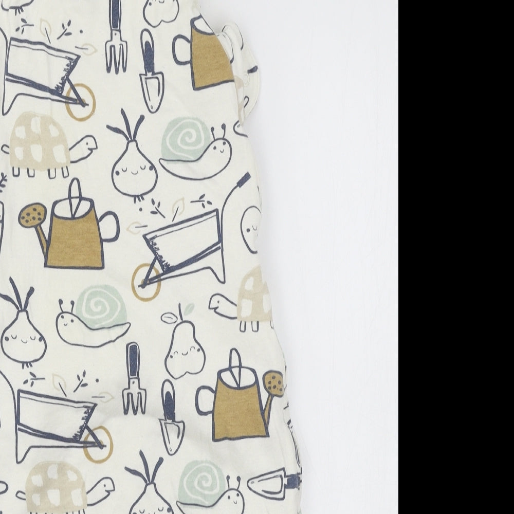 George Baby White Geometric Jersey Cami One Piece Size 12-18 Months  - Snail