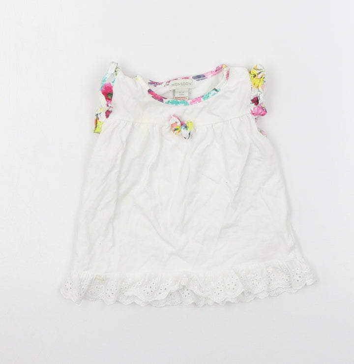 Monsoon Girls White Jersey A-Line Size 9-12 Months