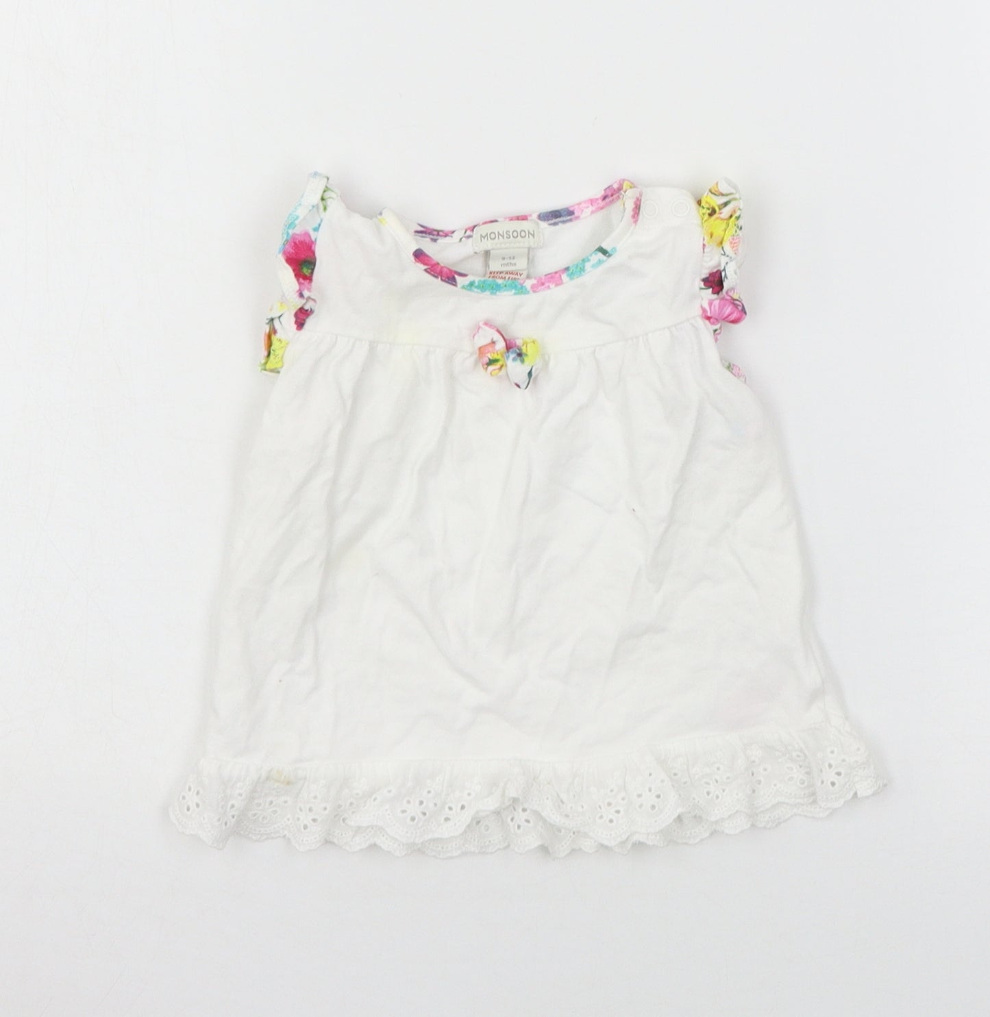 Monsoon Girls White  Jersey A-Line  Size 9-12 Months
