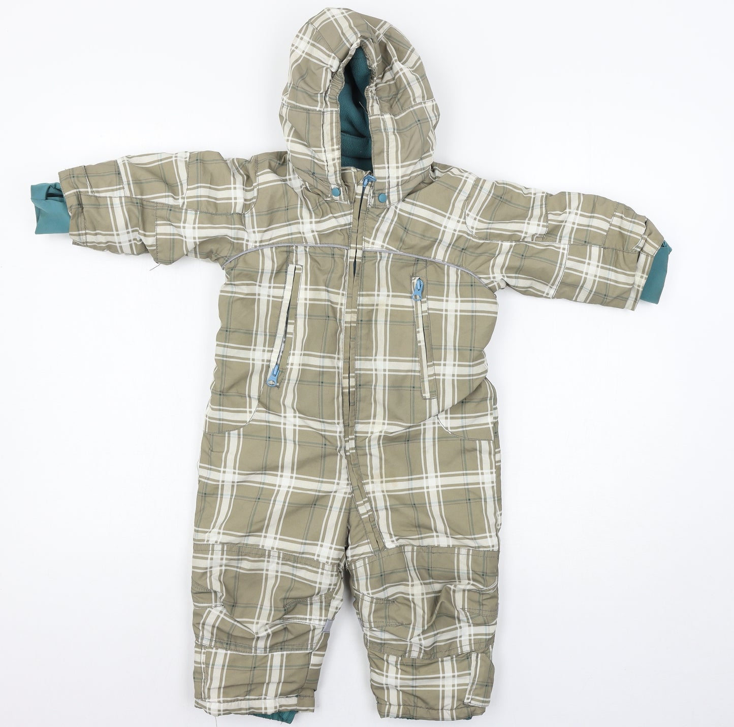 H&M Baby Brown Plaid  Ski Jacket Coat Size 9-12 Months