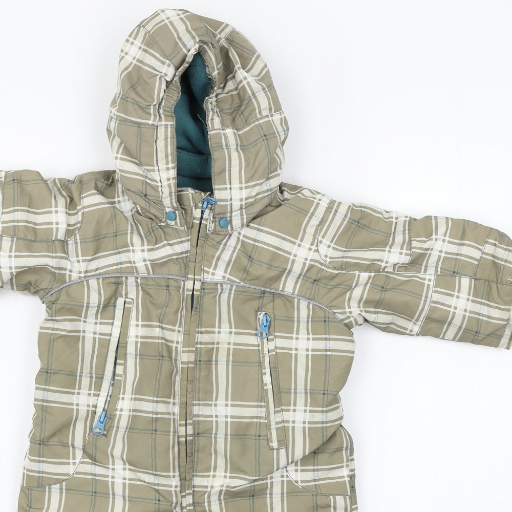 H&M Baby Brown Plaid  Ski Jacket Coat Size 9-12 Months