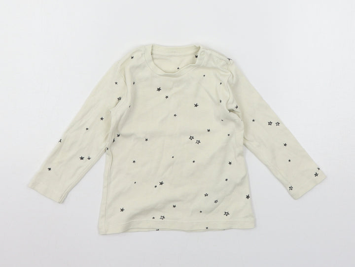 Marks and Spencer Boys Ivory Geometric Jersey Basic T-Shirt Size 12-18 Months  - Stars