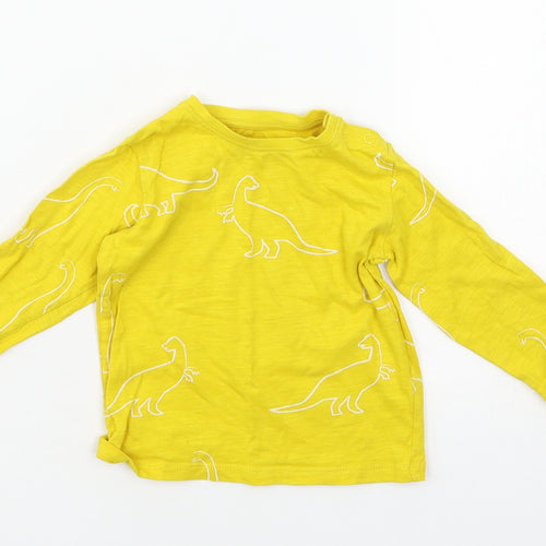 Marks and Spencer Boys Yellow Geometric Jersey Basic T-Shirt Size 9-12 Months  - Dinosaur