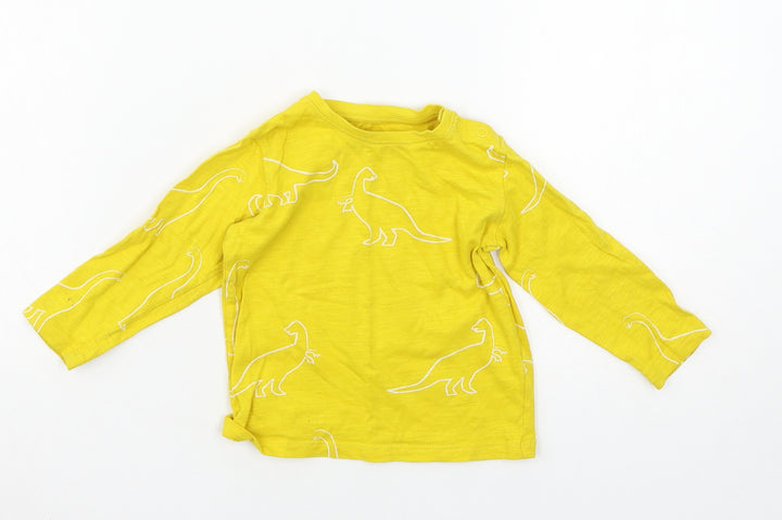Marks and Spencer Boys Yellow Geometric Jersey Basic T-Shirt Size 9-12 Months - Dinosaur