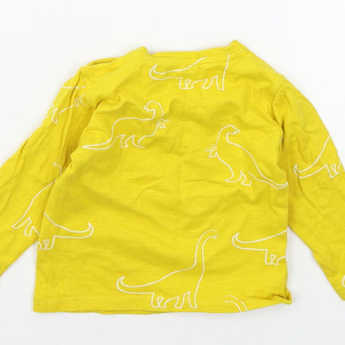 Marks and Spencer Boys Yellow Geometric Jersey Basic T-Shirt Size 9-12 Months  - Dinosaur