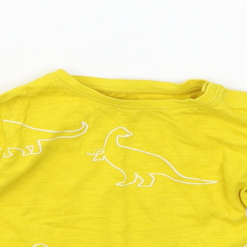 Marks and Spencer Boys Yellow Geometric Jersey Basic T-Shirt Size 9-12 Months  - Dinosaur