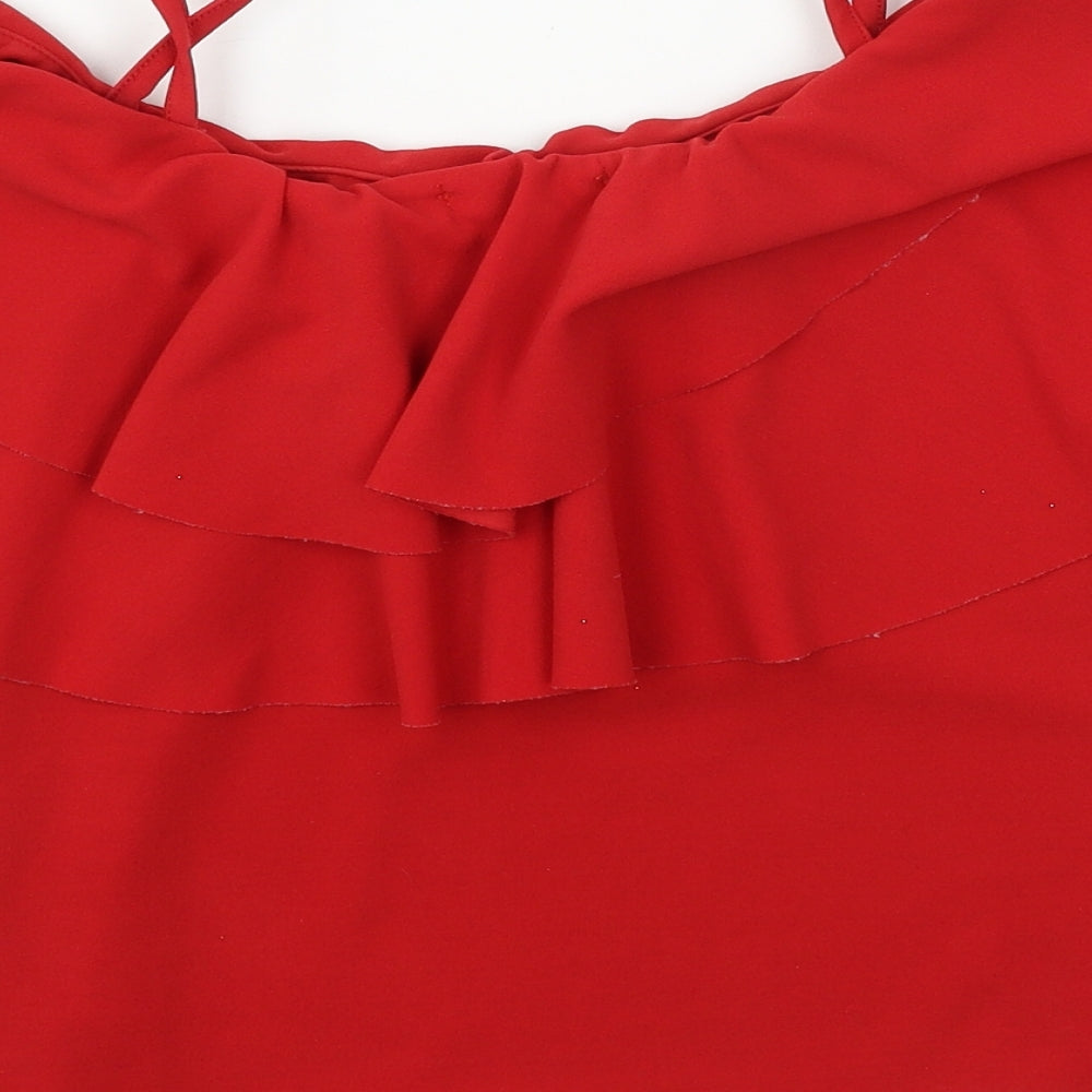 Cameo Rose Womens Red  Jersey Basic Tank Size 14  - Ruffle