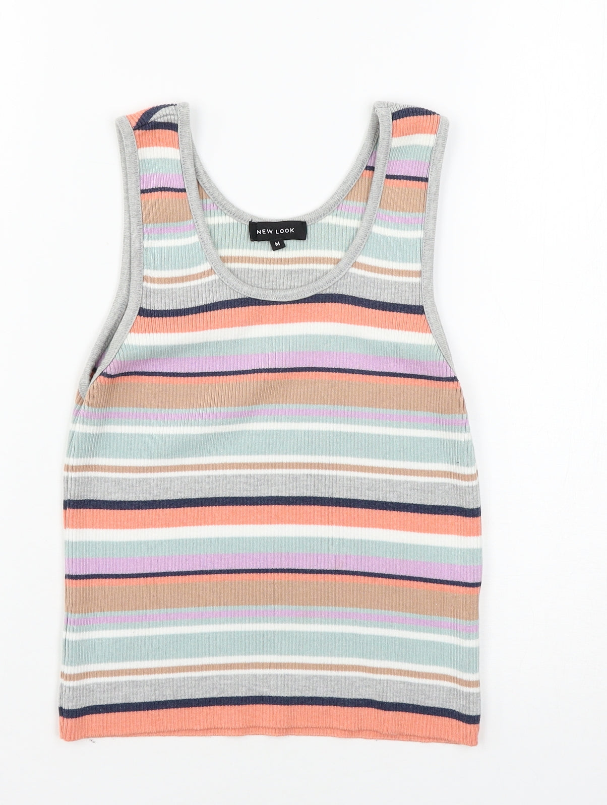 New Look Womens Multicoloured Striped Jersey Basic Tank Size M