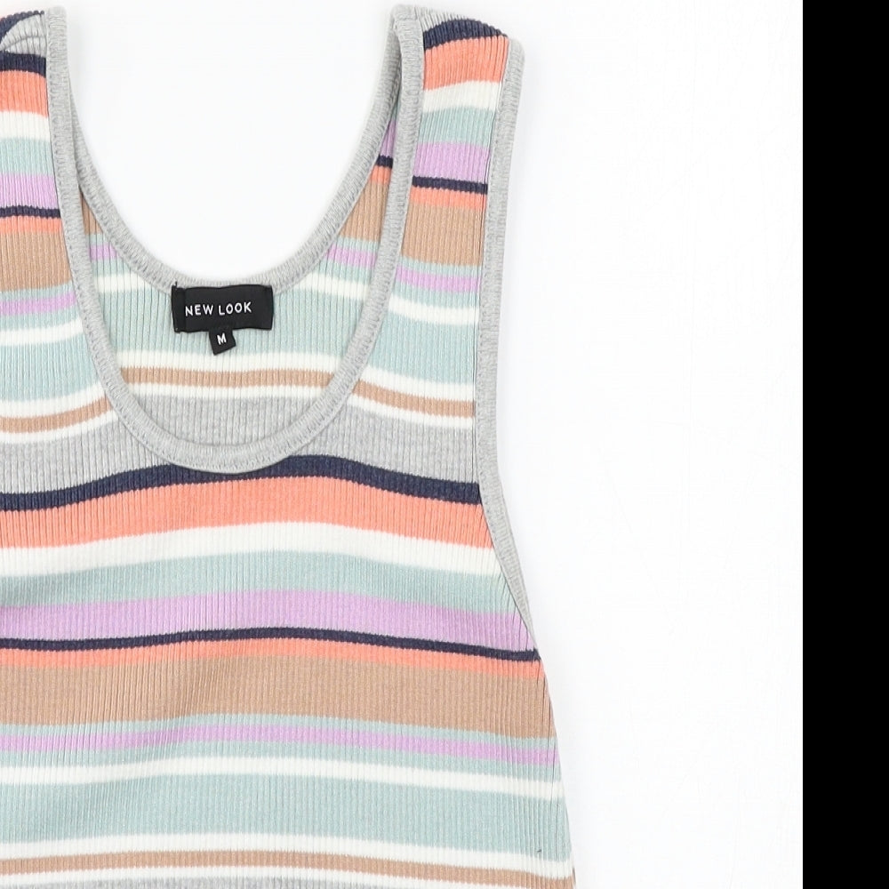 New Look Womens Multicoloured Striped Jersey Basic Tank Size M