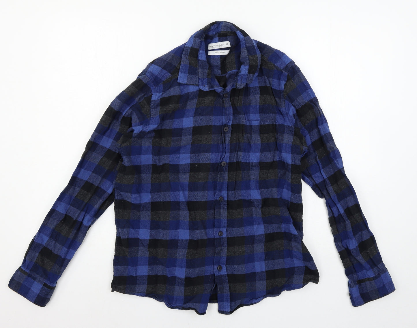 Cedar Wood State Mens Blue Check   Button-Up Size M