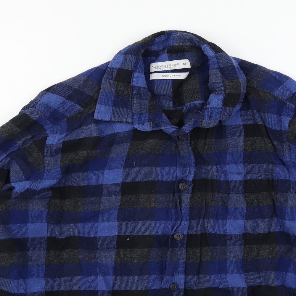 Cedar Wood State Mens Blue Check   Button-Up Size M