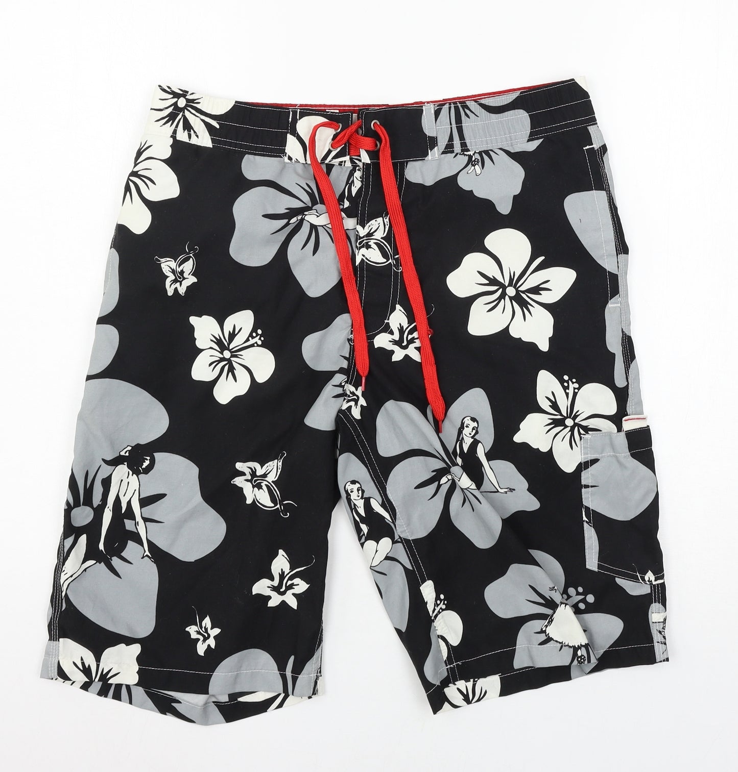 Topman Mens Black Floral  Sweat Shorts Size S