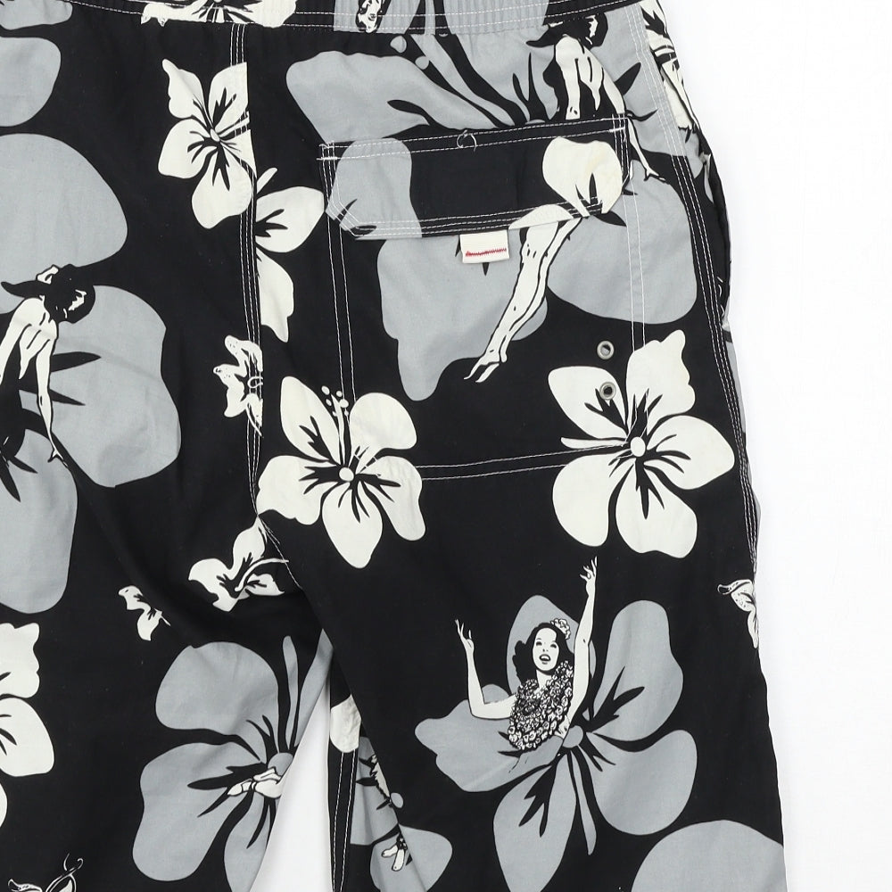 Topman Mens Black Floral  Sweat Shorts Size S