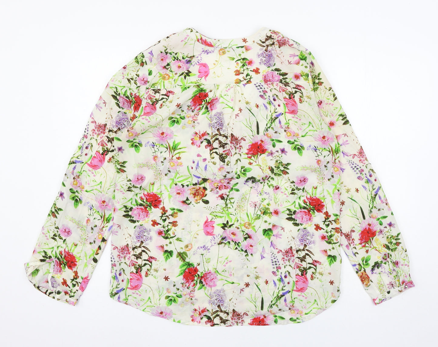 Z&I Womens Ivory Floral  Basic Blouse Size L