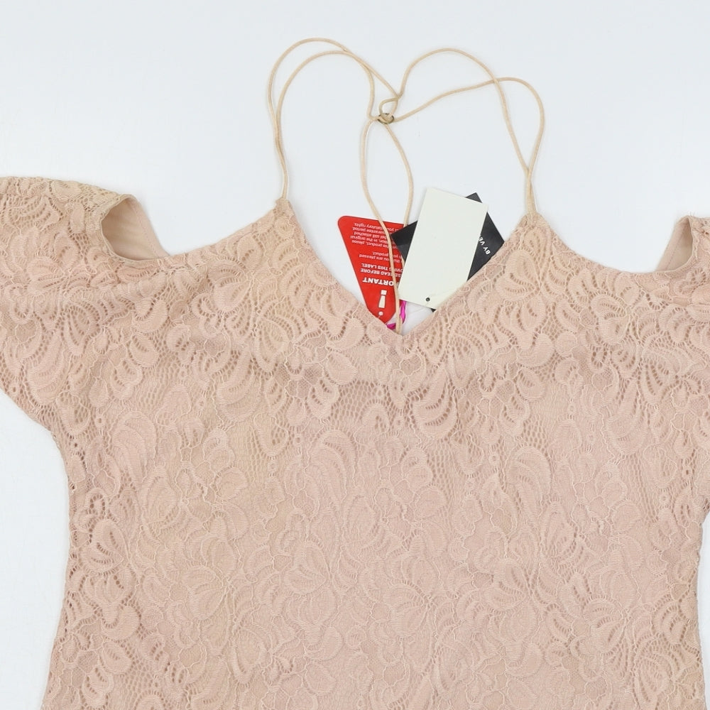 Very Womens Pink  Lace Basic Blouse Size 10