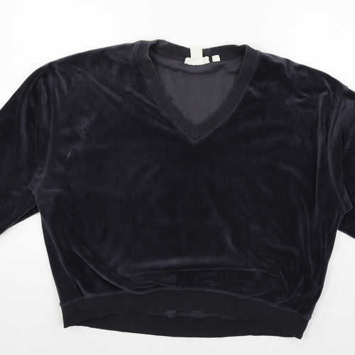 H&M Womens Blue  Velour Pullover Sweatshirt Size M