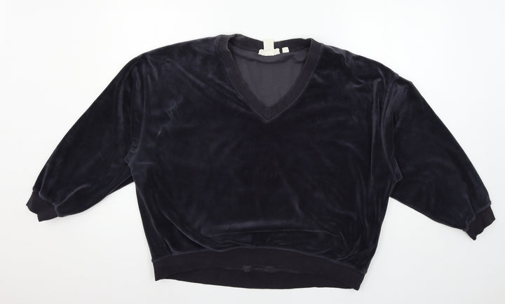 H&M Womens Blue  Velour Pullover Sweatshirt Size M