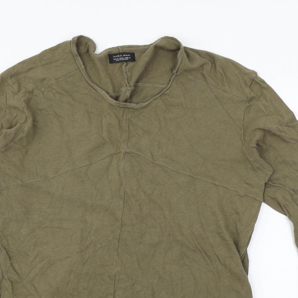Zara Womens Green  Jersey Pullover Jumper Size XL