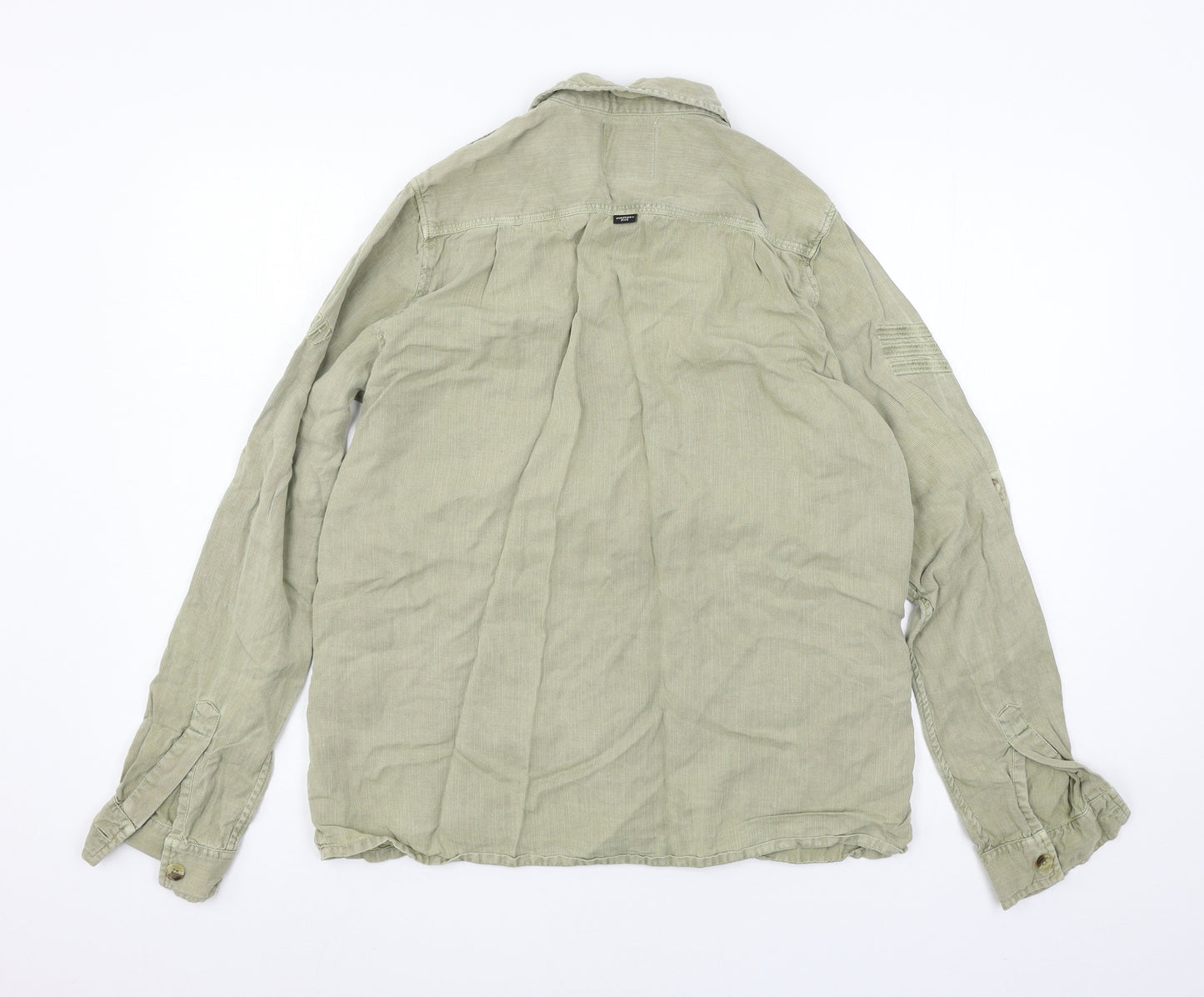 Superdry Womens Green  Jersey Basic Button-Up Size 14