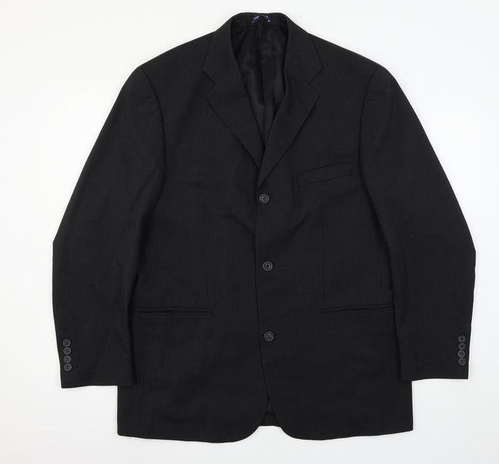 River Island Mens Black Striped  Jacket Suit Jacket Size L