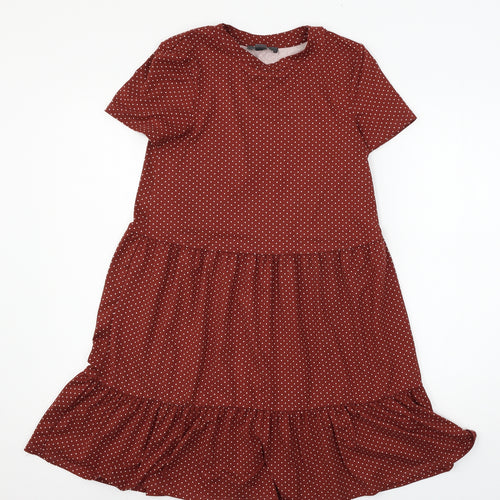Primark Womens Brown Polka Dot Jersey T-Shirt Dress  Size 4
