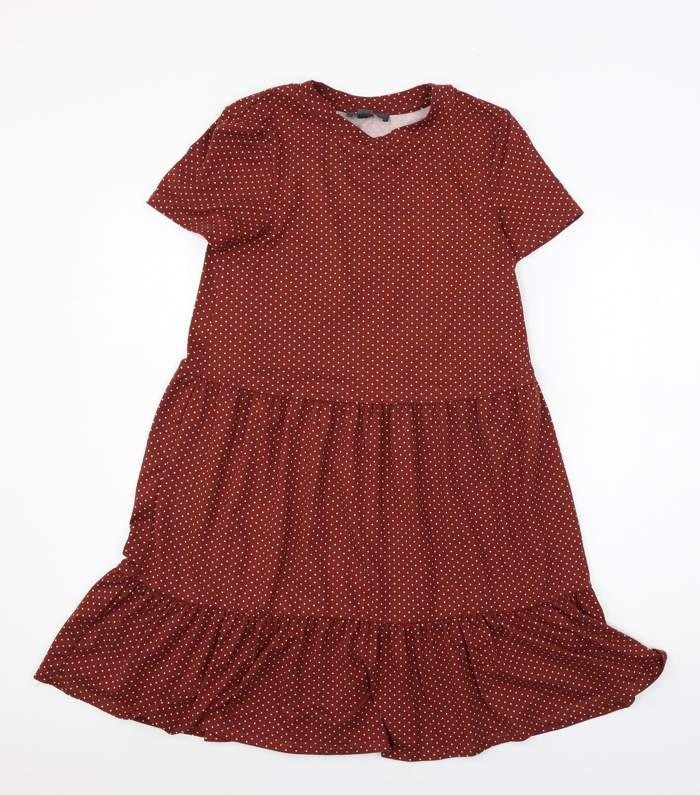 Primark Womens Brown Polka Dot Jersey T-Shirt Dress  Size 4