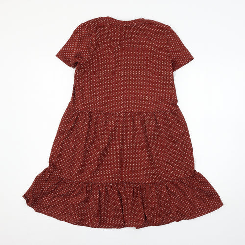 Primark Womens Brown Polka Dot Jersey T-Shirt Dress  Size 4