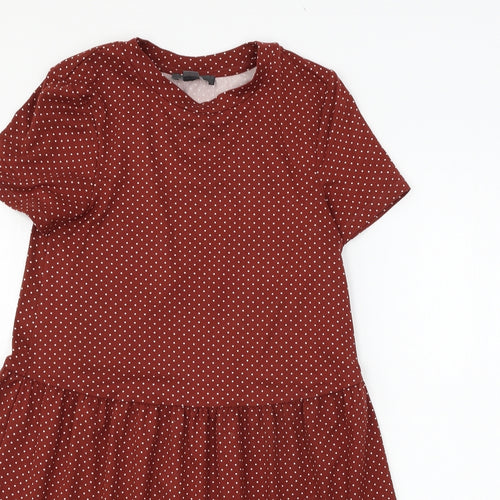 Primark Womens Brown Polka Dot Jersey T-Shirt Dress  Size 4