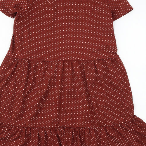 Primark Womens Brown Polka Dot Jersey T-Shirt Dress  Size 4