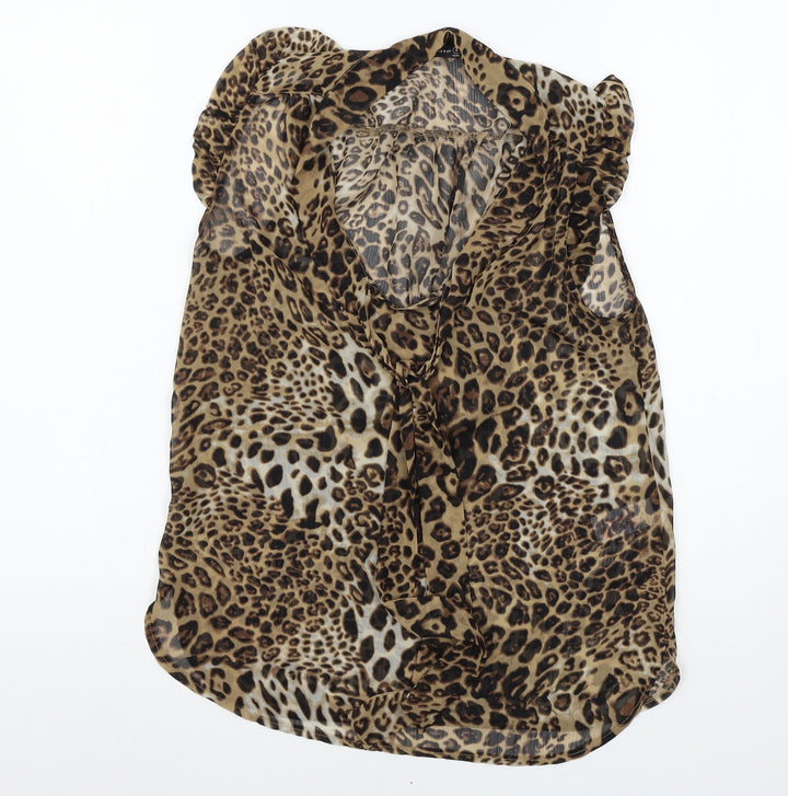 Atmosphere Womens Brown Animal Print  Basic Blouse Size 8