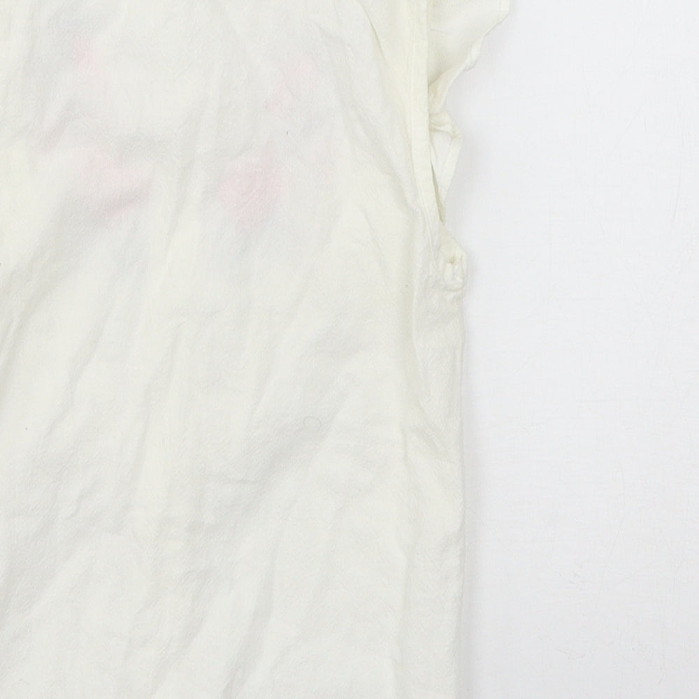 Bear Leader Girls White Floral  Basic Blouse Size 7 Years