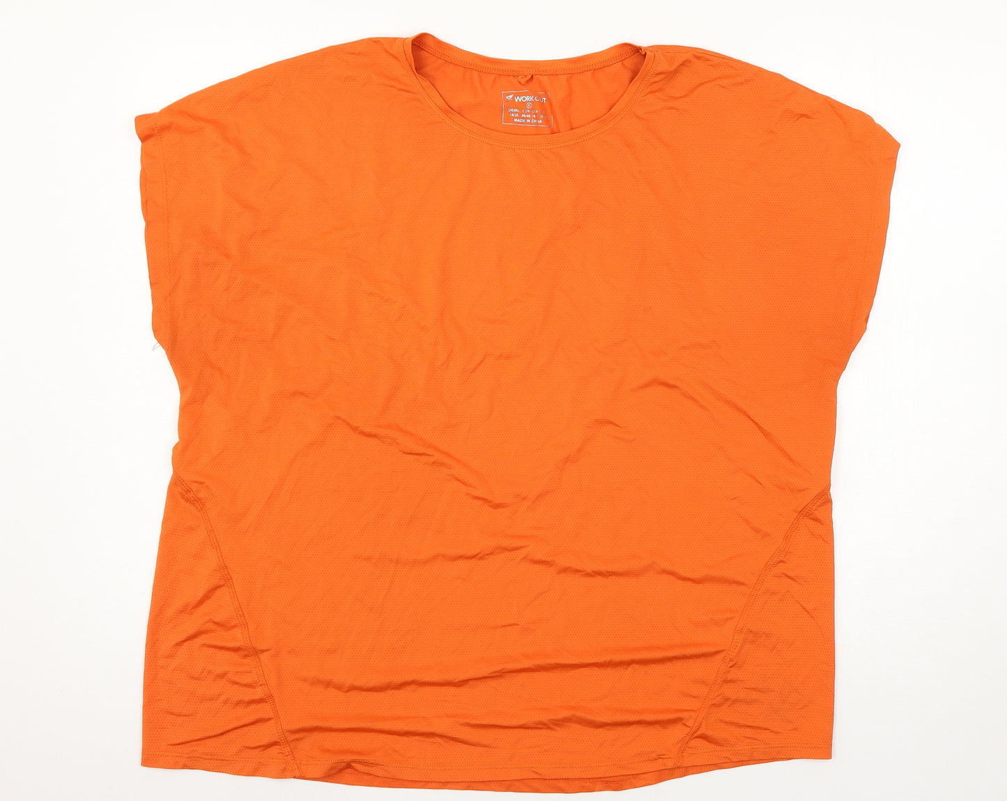 Workout Womens Orange  Jersey Basic T-Shirt Size 18