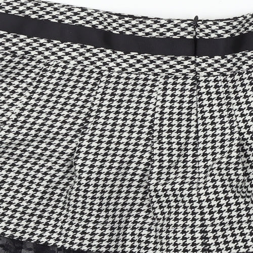 NEXT Womens Black Houndstooth  Pleated Skirt Size 10
