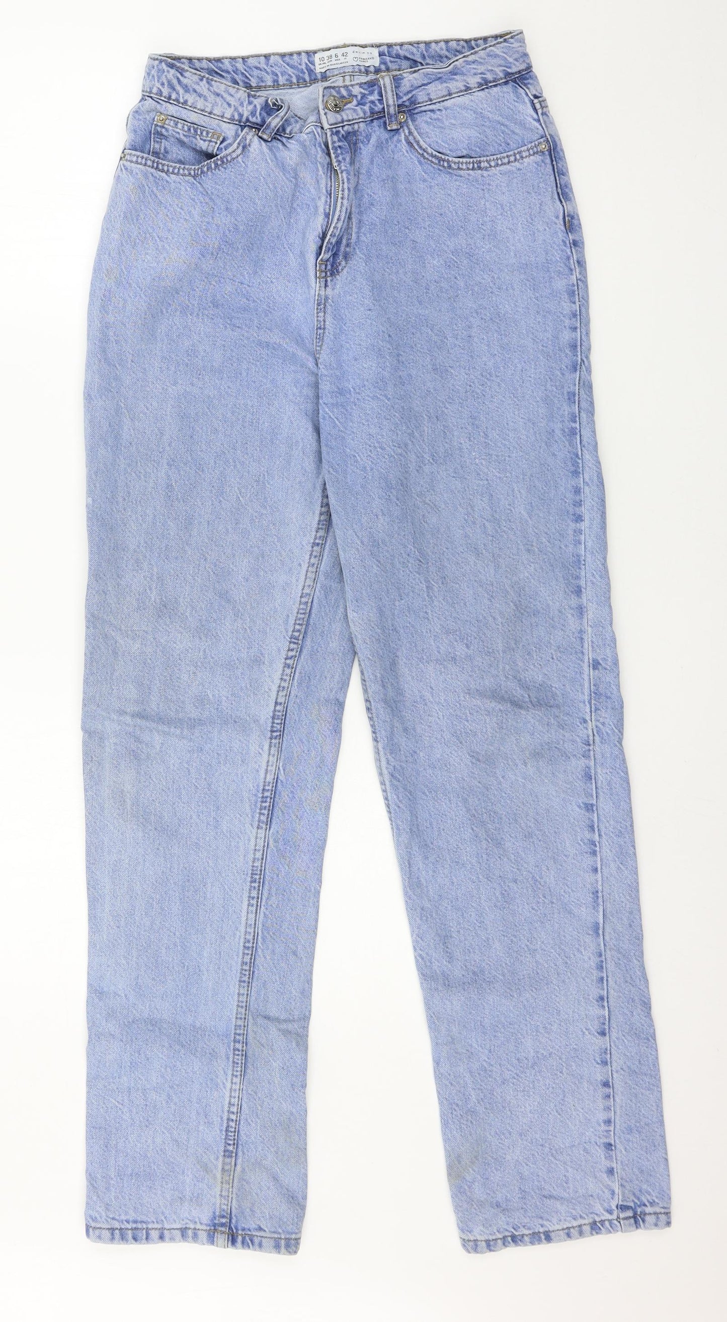 Denim & Co. Womens Blue  Denim Straight Jeans Size 10 L31 in