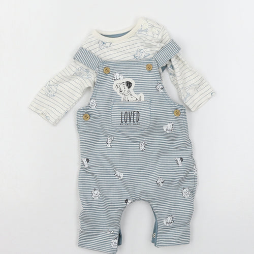 George Boys Blue Striped Jersey Babygrow One-Piece Size Newborn  - 101 Dalmatians