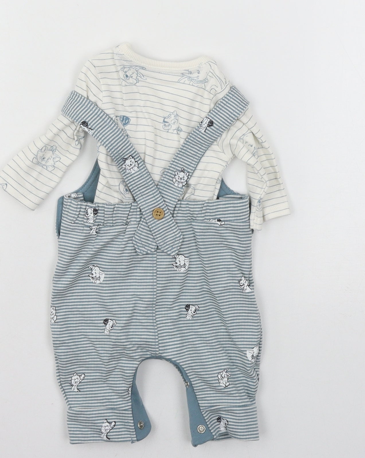 George Boys Blue Striped Jersey Babygrow One-Piece Size Newborn  - 101 Dalmatians