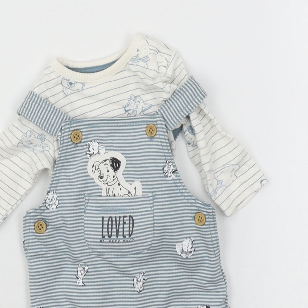 George Boys Blue Striped Jersey Babygrow One-Piece Size Newborn  - 101 Dalmatians