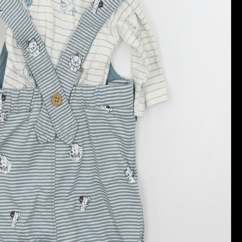 George Boys Blue Striped Jersey Babygrow One-Piece Size Newborn  - 101 Dalmatians