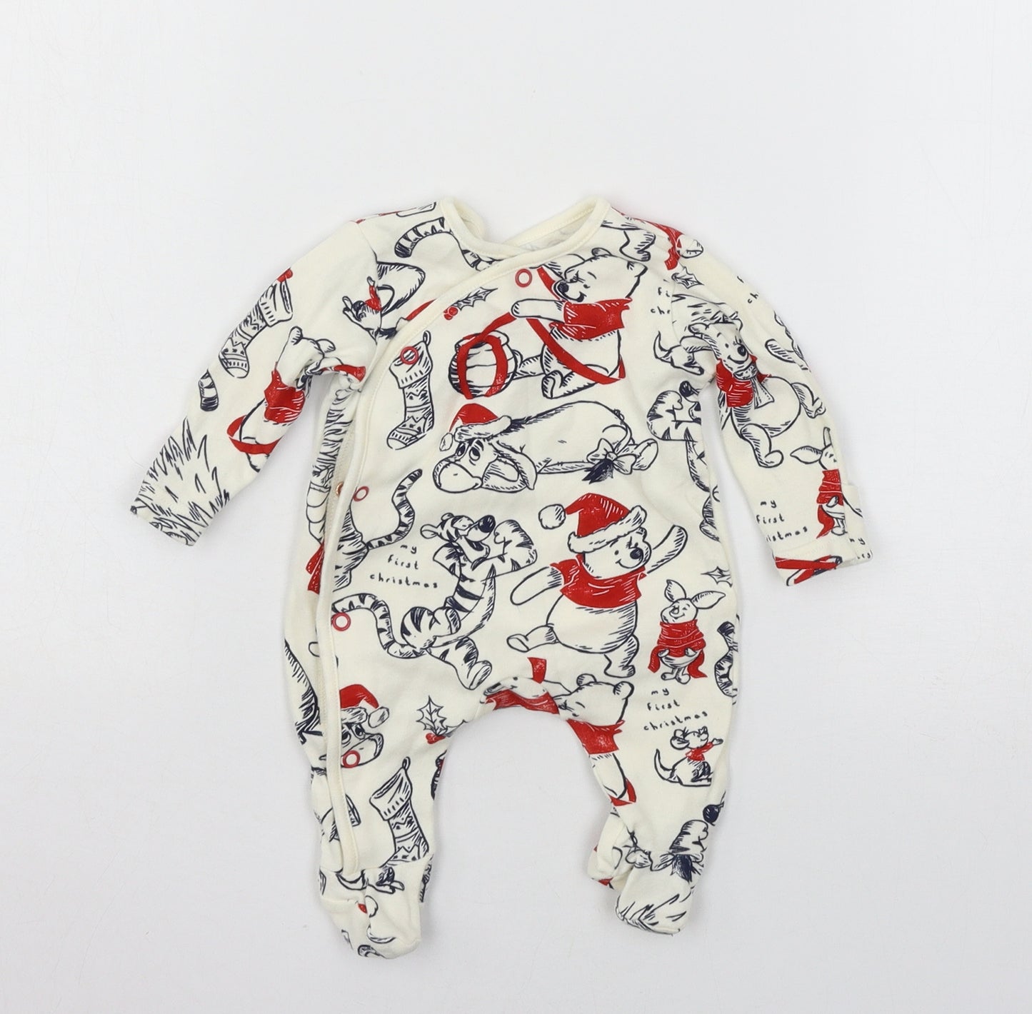 George Boys Ivory Geometric Jersey Babygrow One-Piece Size Newborn  - winnie the pooh, disney